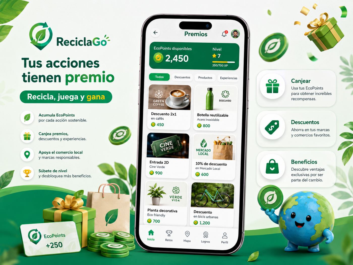 Recompensas de ReciclaGo para canjear EcoPoints